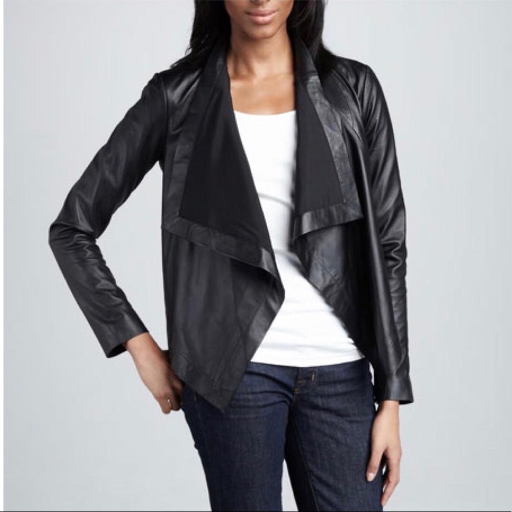 PJK Black Leather Drape Jacket